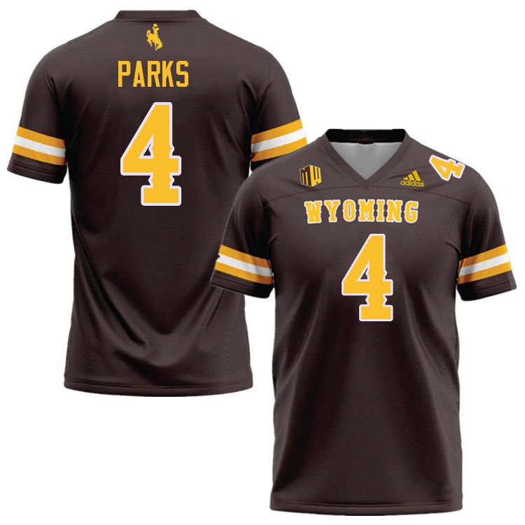Wyoming Cowboys #4 Keany Parks College Football Jerseys Stitched-Brown